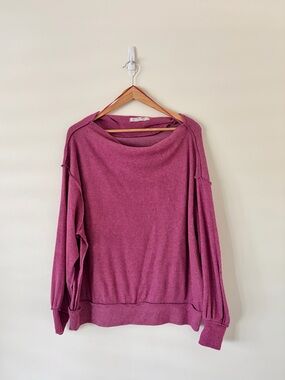 We The Free / Free People Main Squeeze Hacci  Sweater in Wine XS